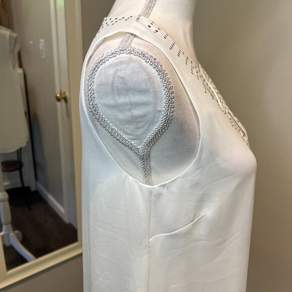 BCBGMaxAzria White Joline Studded Criss Cross Neck Blouse, Size XS - Picture 11 of 16